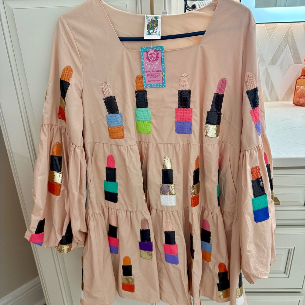 QUEEN OF SPARKLES Multicolor Lipstick Dress BNWT